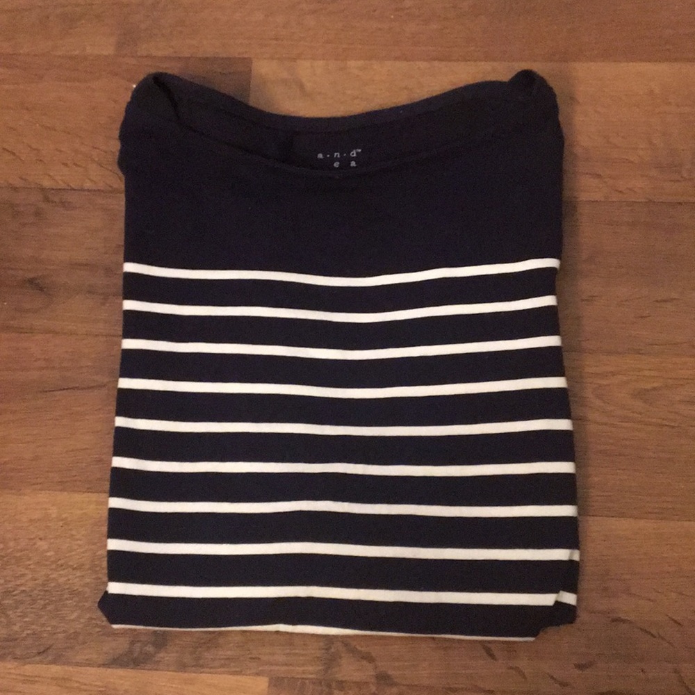 A New Day boat neck 3/4 sleeve striped tee